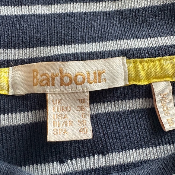 Barbour Navy & White Stripe Side Zip Cotton Pullover Top | Size 6 - Picture 7 of 8